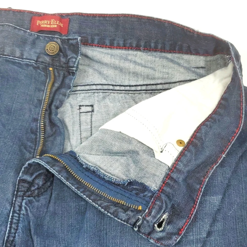 Perry Ellis Premium Denim Dark Blue Bootcut Jeans 36x30 EUC